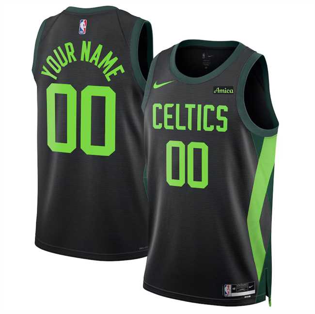 Mens Boston Celtics Active Player Custom Black 2024-25 City Edition Stitched Basketball Jersey